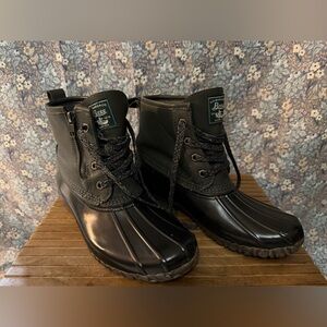 Bass Grey and Black Duck Boots with Laces